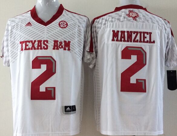 Men Texas A&M Aggies #2 Manziel White 2025 NCAA Jersey-0
